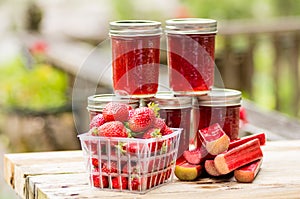Fresh strawberry rhubarb jelly photo