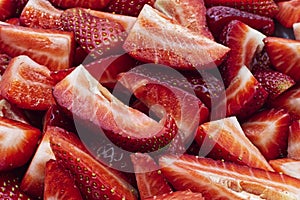 Fresh strawberry slice closeup immage