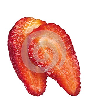 Fresh strawberry slice isolated on white