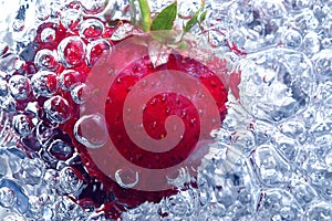 Fresh strawberry in water