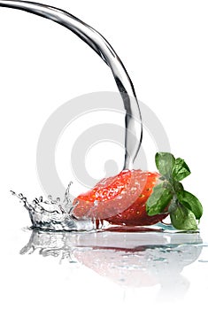 Fresh strawberry and water