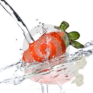 Fresh strawberry and water splash