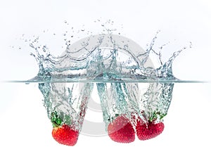 Fresh strawberry with water splash