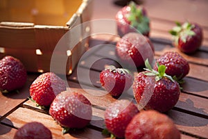 Fresh strawberry on wooden table