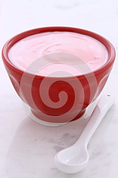 Fresh strawberry yogurt photo