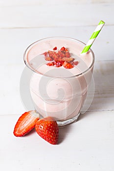 Fresh strawberry yogurt smoothie