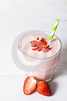 Fresh strawberry yogurt smoothie