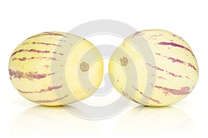 Fresh striped pepino melon isolated on white