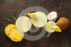 Fresh summer cocktail - Pina colada, fresh summer drink concept