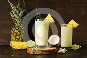 Fresh summer cocktail - Pina colada, fresh summer drink concept