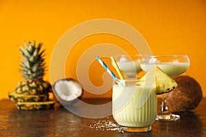 Fresh summer cocktail - Pina colada, fresh summer drink concept