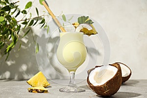 Fresh summer cocktail - Pina colada, fresh summer drink concept