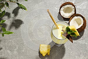 Fresh summer cocktail - Pina colada, fresh summer drink concept