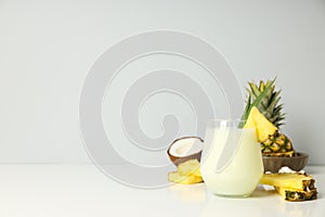 Fresh summer cocktail - Pina colada, fresh summer drink concept