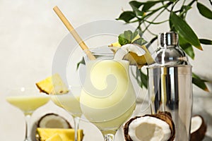 Fresh summer cocktail - Pina colada, fresh summer drink concept