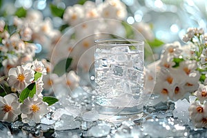 Fresh summer drinks cocktails with berries, fruits, ice and frost on glasses. Vacation open beach bar concept.