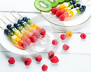 Fresh summer fruits on sticks