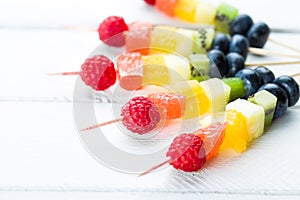 Fresh summer fruits on sticks