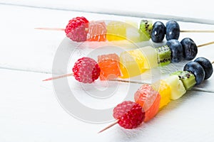 Fresh summer fruits on sticks