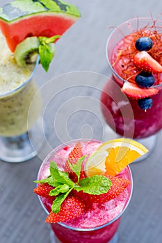 Fresh summer fruity smoothies