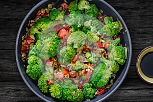 Fresh Summer Salad, sauteed vegetables and Broccoli and soy sauce