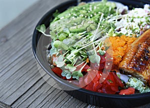 Fresh sushi bowl is delicious