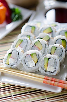 Fresh sushi California Rolls photo