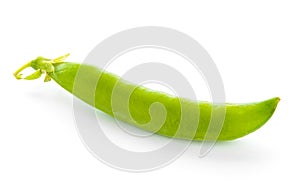 Fresh Sweet Green Pea Pod Isolated on White Background