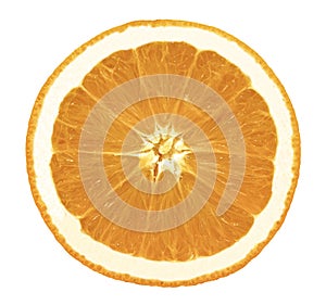 Fresh sweet orange tropical fruit slice circle isolated on white background with clipping path. vitamin c from natural food. no pe