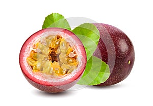 Fresh sweet passionfruits isolated on white background