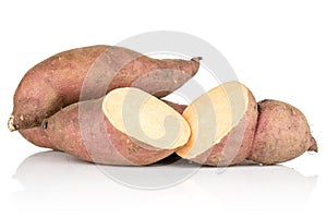 Fresh sweet potato isolated on white