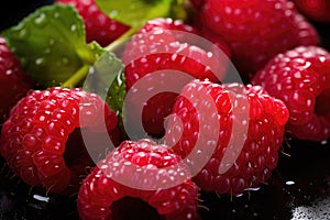 Fresh and sweet raspberries background