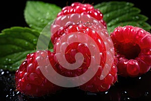 Fresh and sweet raspberries background