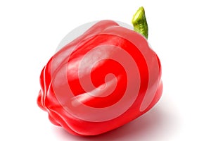 Fresh sweet red bell pepper close up on a white background, isolate