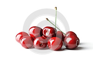 Fresh sweet ripe sweet cherry isolated on white