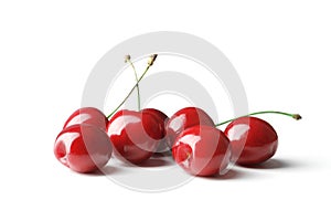 Fresh sweet ripe sweet cherry isolated on white