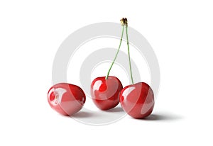 Fresh sweet ripe sweet cherry isolated on white