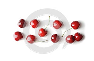 Fresh sweet ripe sweet cherry isolated on white