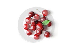 Fresh sweet ripe sweet cherry isolated on white