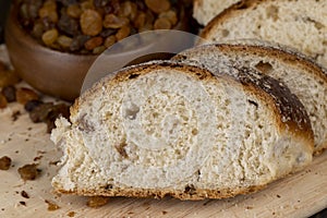 fresh and sweet wheat bun with raisins