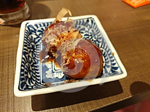Fresh takoyaki snack made of octopus in batter