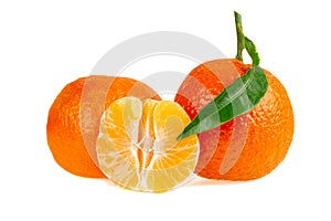 Fresh tangerine mandarin fruits orange fruit isolated on white