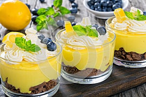Fresh-tasting summer dessert - Lemon Cheesecake Mousse in cups
