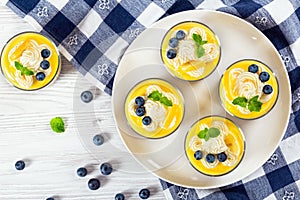 Fresh-tasting summer dessert - Lemon Cheesecake Mousse in cups