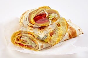 Fresh tasty African rolex roll wraps in close up