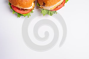 fresh tasty burger isolated on white background