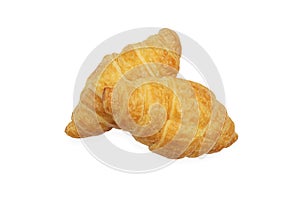 Fresh tasty croissants on white background. French pastry with clipping path