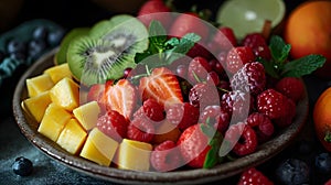 fresh tasty fruit selection on a plate