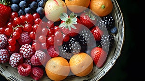 fresh tasty fruit selection on a plate