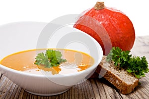 Fresh tasty homemade pumpkin soup